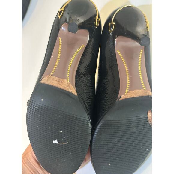 Vintage quilted Gucci Women's Black Patent Leather Peep-toe Pump Heels Size 7.5 - Picture 7 of 12
